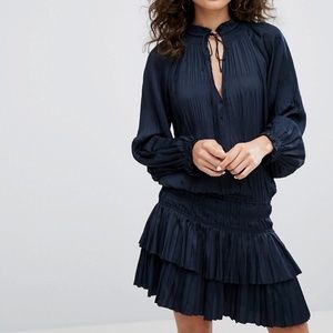 Current Air Aurelie Navi Pleated Dress